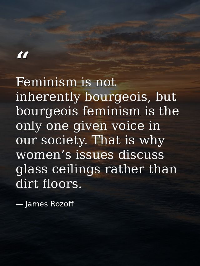 Feminism is not inherently bourgeois, but bourgeois feminism is the only one given voice in our society. That is why wom — James Rozoff