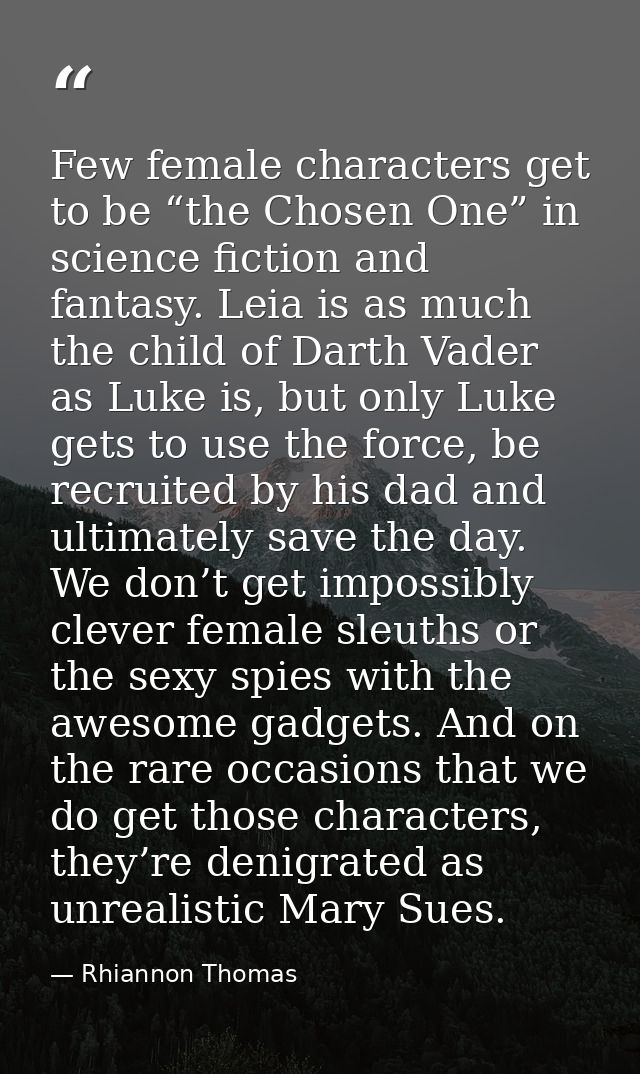 Few female characters get to be “the Chosen One” in science fiction and fantasy. Leia is as much the child of Darth Vade — Rhiannon Thomas