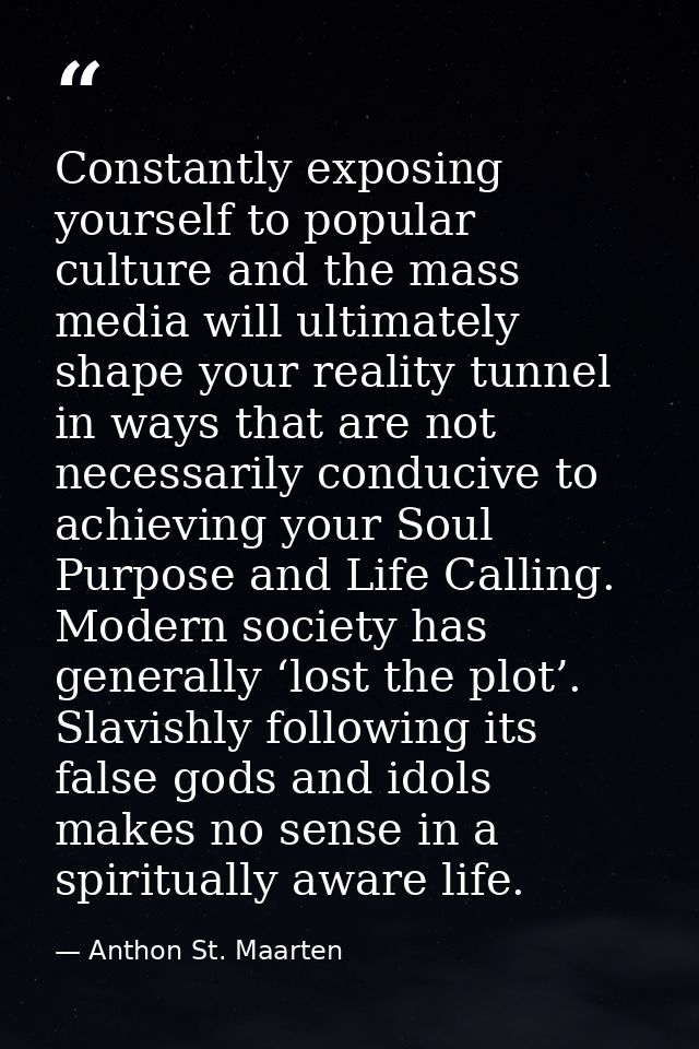 Constantly exposing yourself to popular culture and the mass media will ultimately shape your reality tunnel in ways tha — Anthon St. Maarten