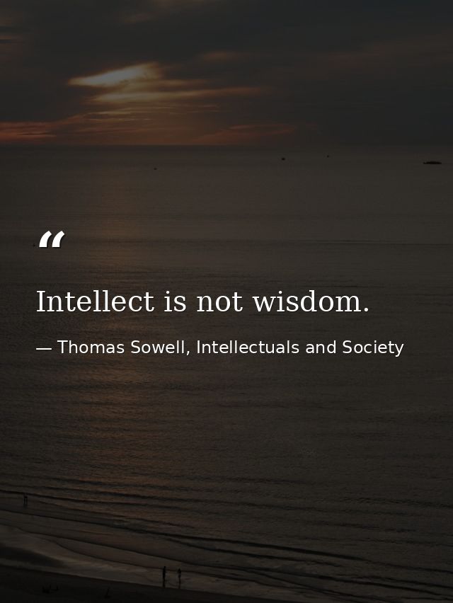 Intellect is not wisdom. — Thomas Sowell, Intellectuals and Society