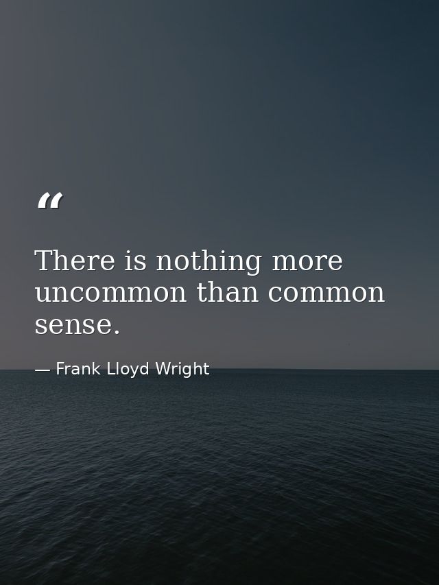 There is nothing more uncommon than common sense. — Frank Lloyd Wright