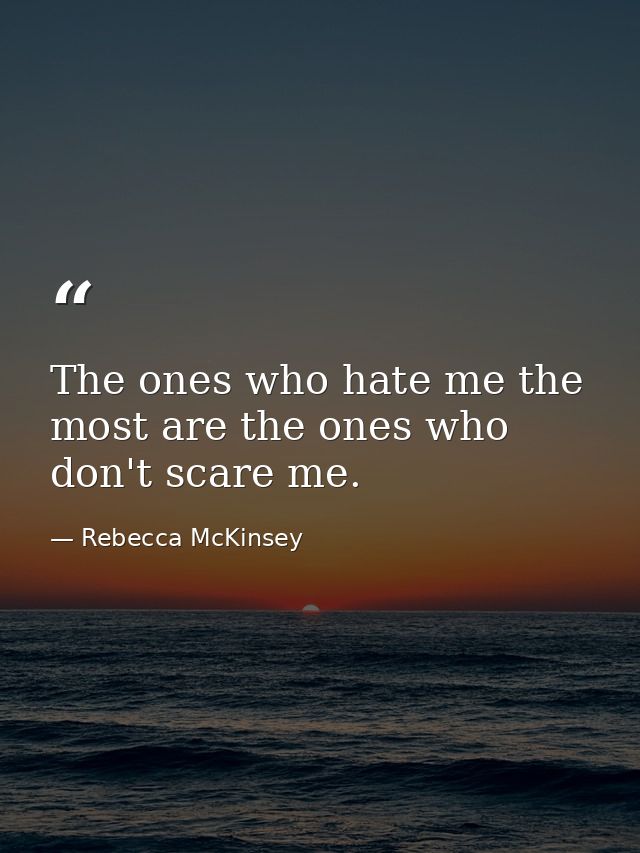 The ones who hate me the most are the ones who don't scare me. — Rebecca McKinsey