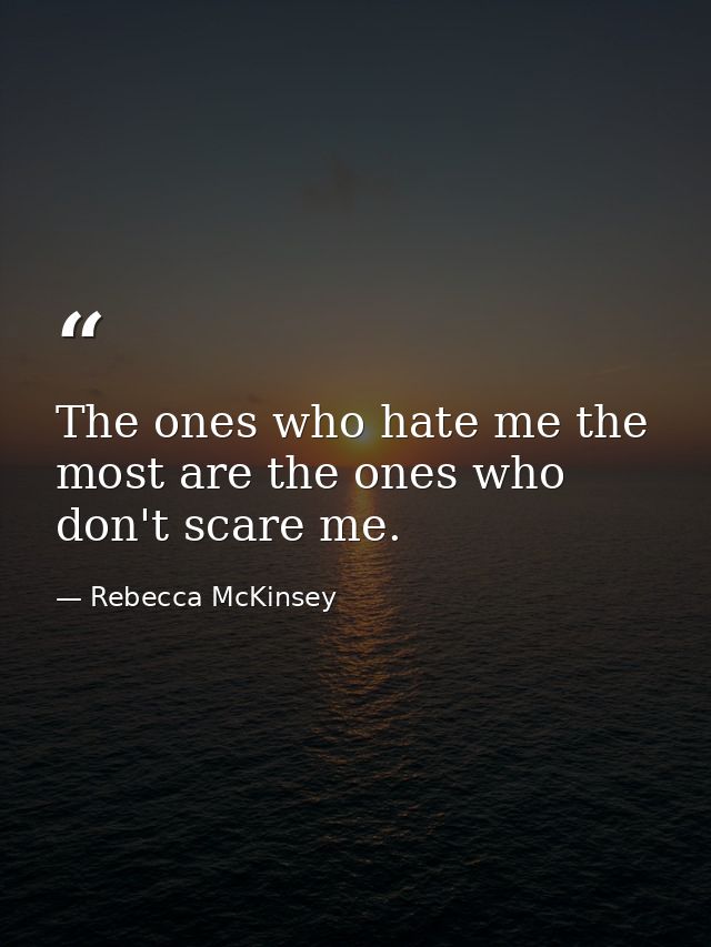 The ones who hate me the most are the ones who don't scare me. — Rebecca McKinsey
