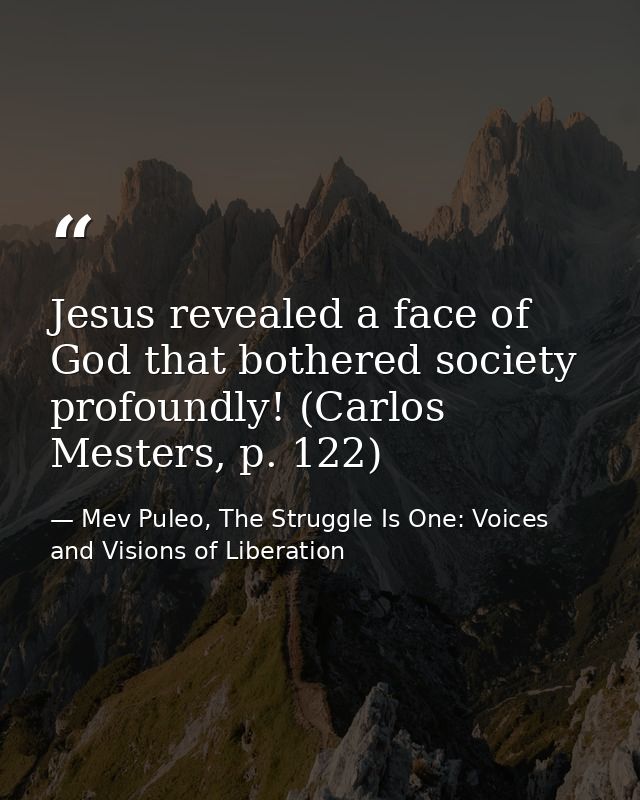 Jesus revealed a face of God that bothered society profoundly! (Carlos Mesters, p. 122) — Mev Puleo, The Struggle Is One: Voices and Visions of Liberation