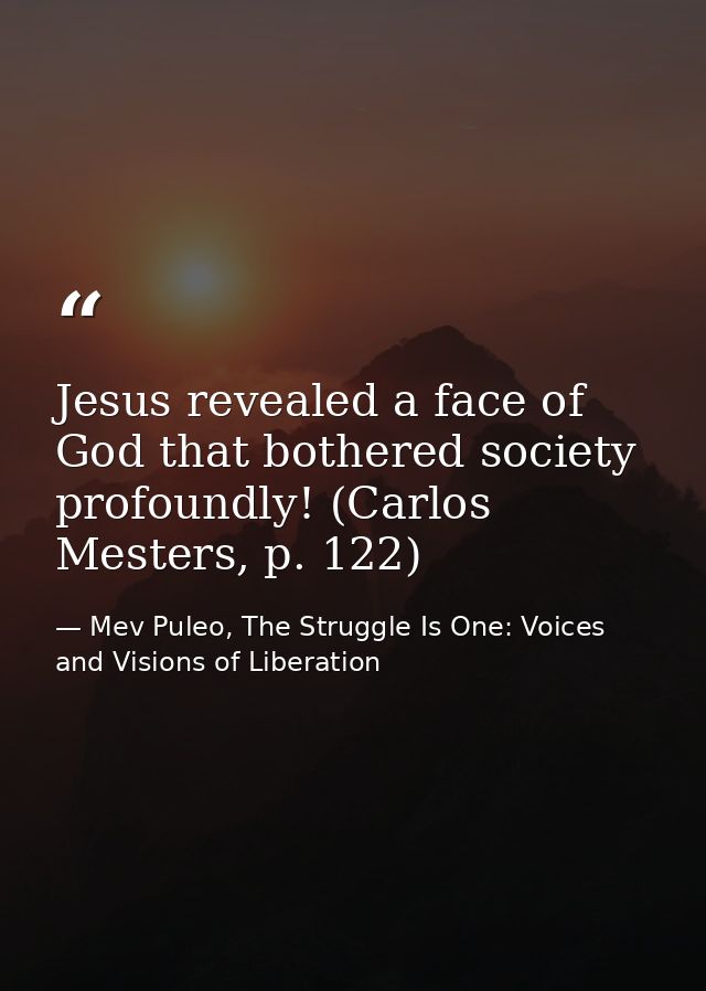 Jesus revealed a face of God that bothered society profoundly! (Carlos Mesters, p. 122) — Mev Puleo, The Struggle Is One: Voices and Visions of Liberation