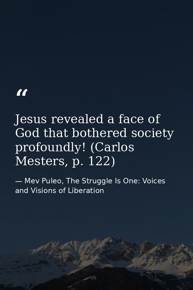 Jesus revealed a face of God that bothered society profoundly! (Carlos Mesters, p. 122) — Mev Puleo, The Struggle Is One: Voices and Visions of Liberation