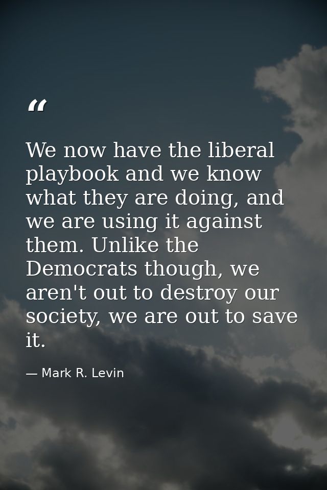 We now have the liberal playbook and we know what they are doing, and we are using it against them. Unlike the Democrats — Mark R. Levin