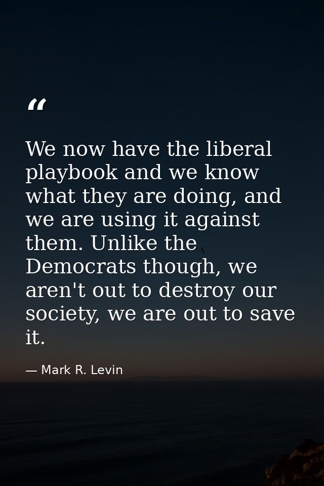 We now have the liberal playbook and we know what they are doing, and we are using it against them. Unlike the Democrats — Mark R. Levin