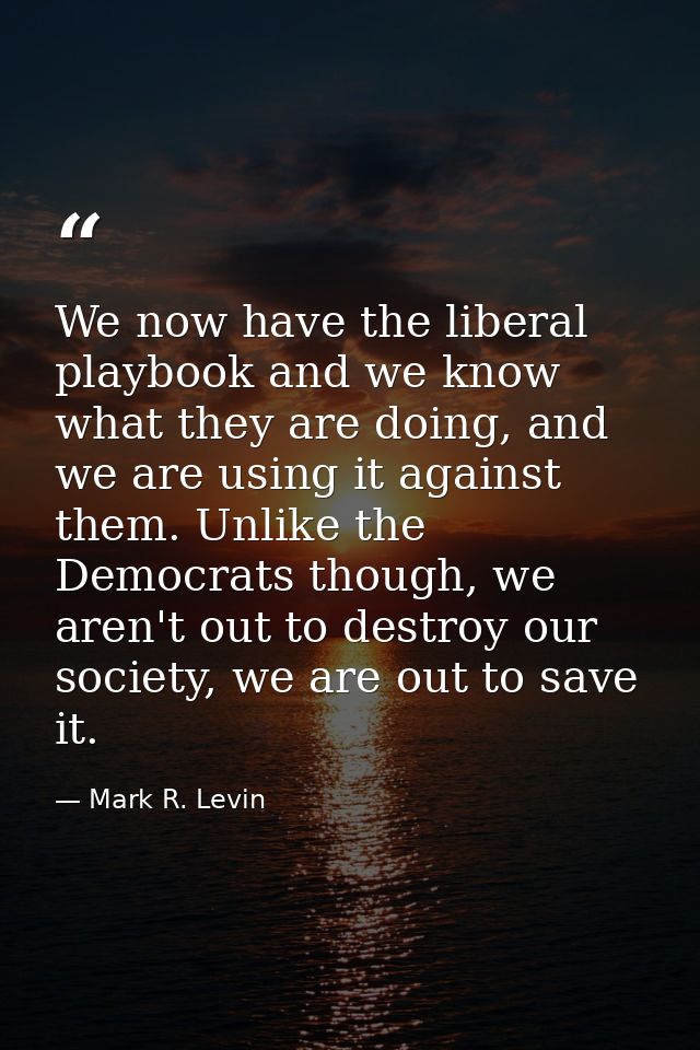 We now have the liberal playbook and we know what they are doing, and we are using it against them. Unlike the Democrats — Mark R. Levin
