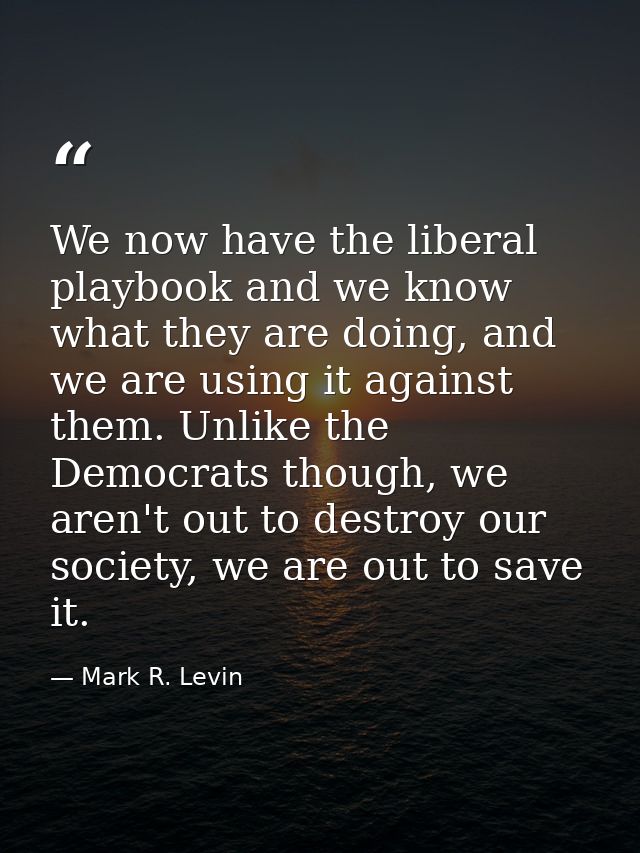 We now have the liberal playbook and we know what they are doing, and we are using it against them. Unlike the Democrats — Mark R. Levin