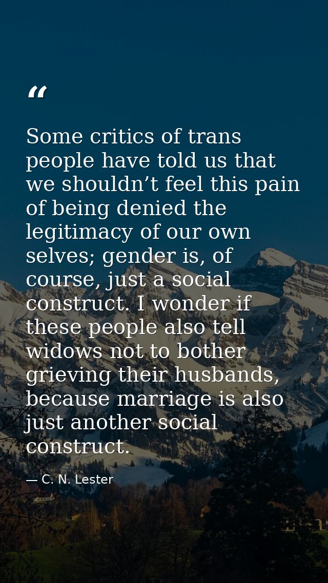 Some critics of trans people have told us that we shouldn’t feel this pain of being denied the legitimacy of our own sel — C. N. Lester