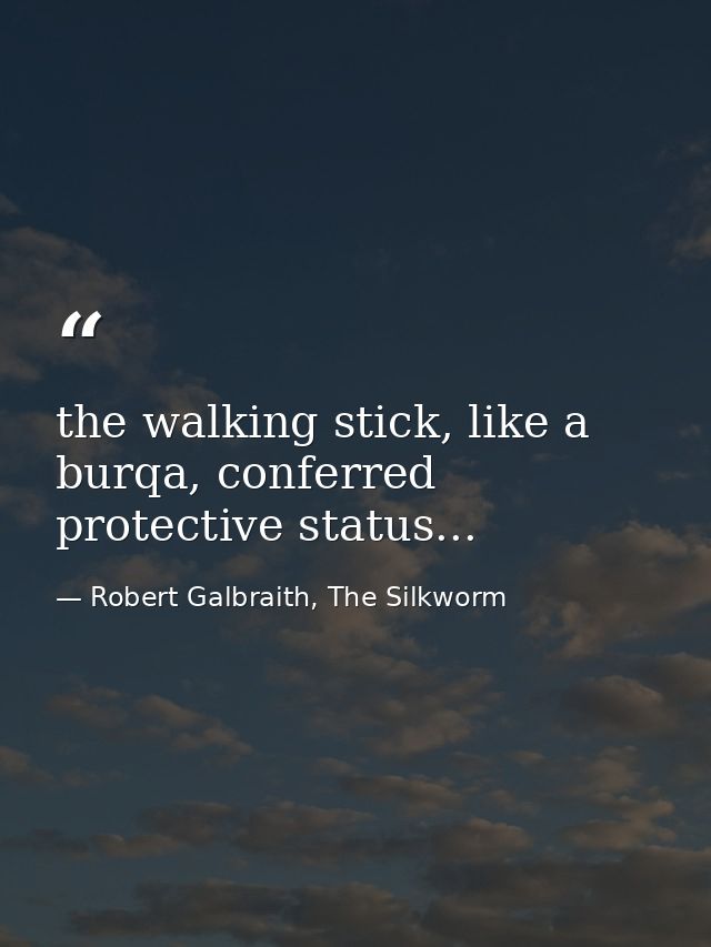 the walking stick, like a burqa, conferred protective status... — Robert Galbraith, The Silkworm