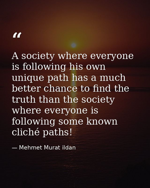 A society where everyone is following his own unique path has a much better chance to find the truth than the society wh — Mehmet Murat ildan