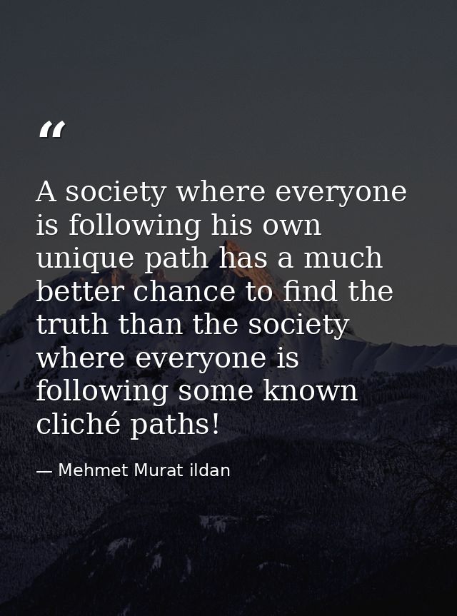 A society where everyone is following his own unique path has a much better chance to find the truth than the society wh — Mehmet Murat ildan