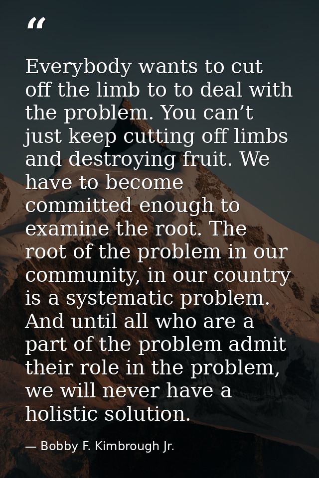 Everybody wants to cut off the limb to to deal with the problem. You can’t just keep cutting off limbs and destroying fr — Bobby F. Kimbrough Jr.
