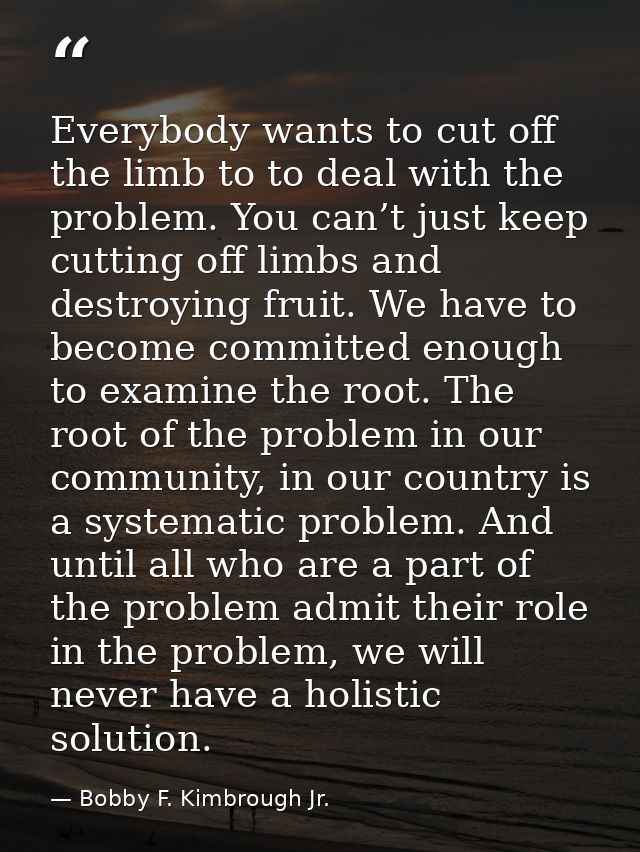 Everybody wants to cut off the limb to to deal with the problem. You can’t just keep cutting off limbs and destroying fr — Bobby F. Kimbrough Jr.