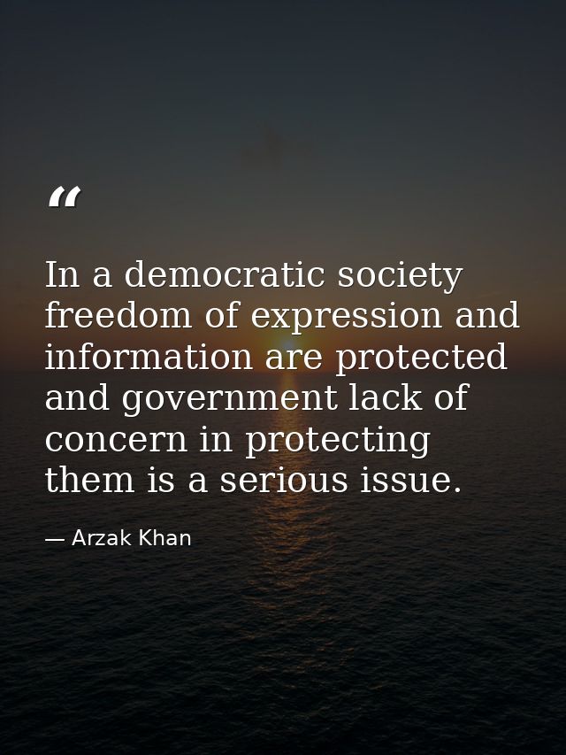 In a democratic society freedom of expression and information are protected and government lack of concern in protecting — Arzak Khan