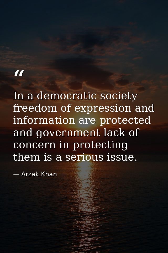 In a democratic society freedom of expression and information are protected and government lack of concern in protecting — Arzak Khan