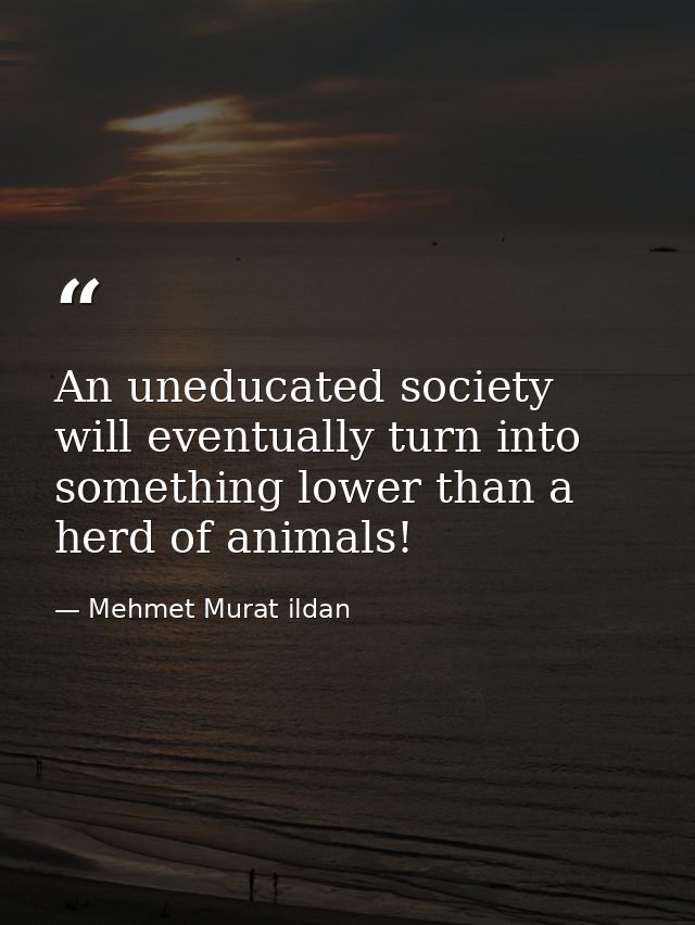 An uneducated society will eventually turn into something lower than a herd of animals! — Mehmet Murat ildan