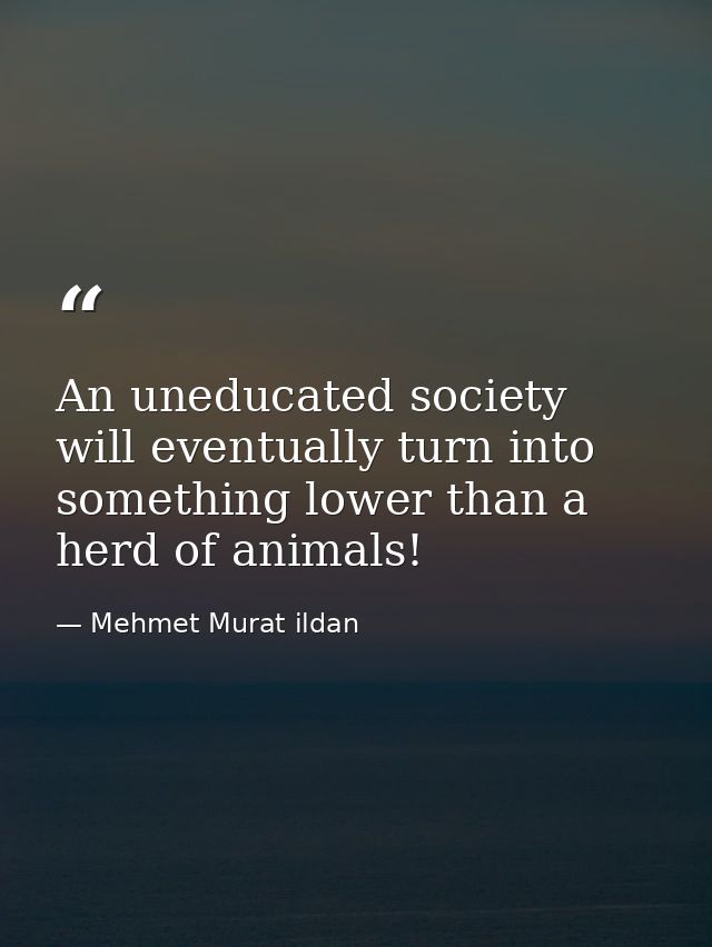 An uneducated society will eventually turn into something lower than a herd of animals! — Mehmet Murat ildan