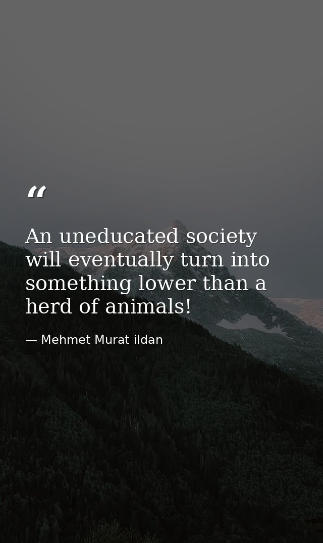 An uneducated society will eventually turn into something lower than a herd of animals! — Mehmet Murat ildan
