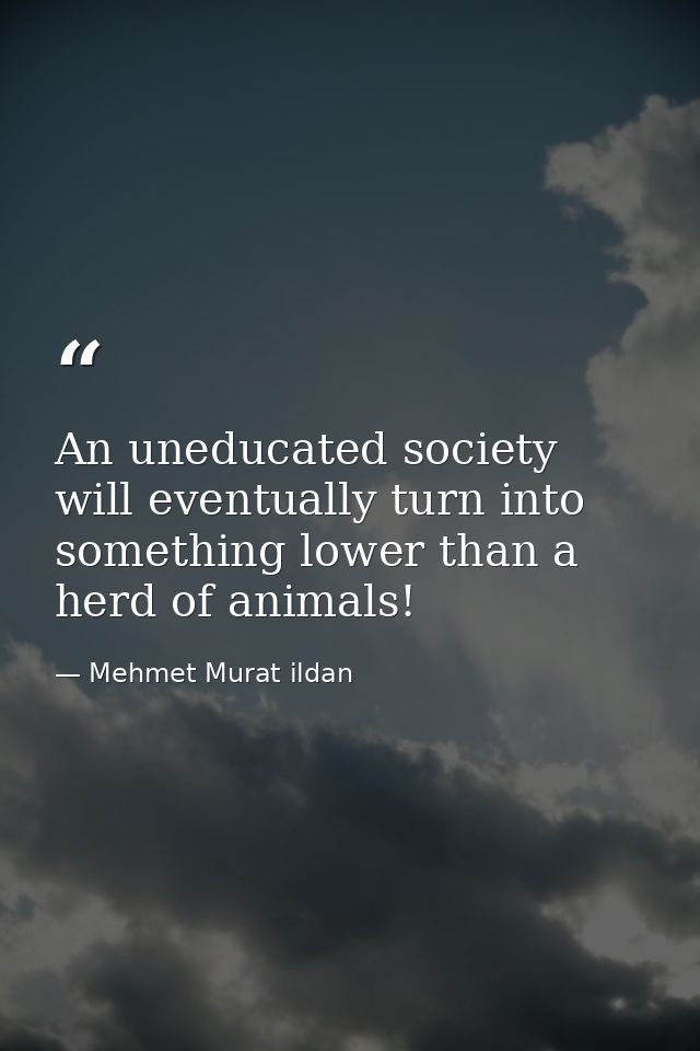 An uneducated society will eventually turn into something lower than a herd of animals! — Mehmet Murat ildan