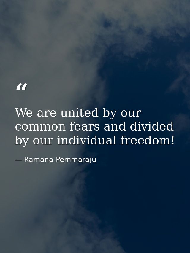 We are united by our common fears and divided by our individual freedom! — Ramana Pemmaraju