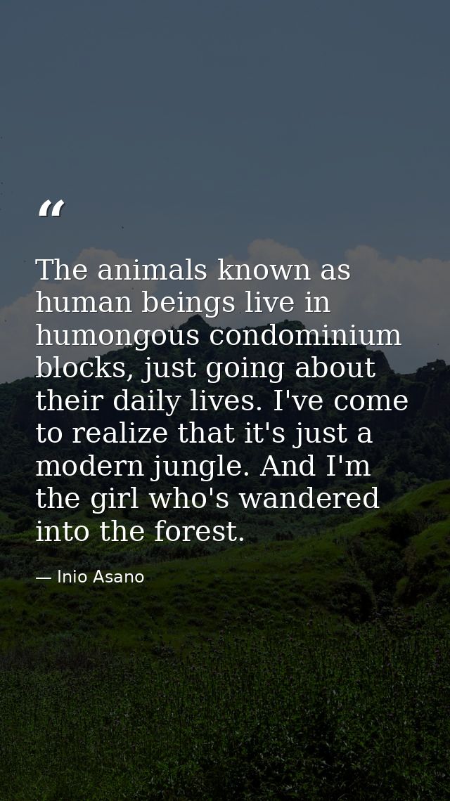 The animals known as human beings live in humongous condominium blocks, just going about their daily lives. I've come to — Inio Asano