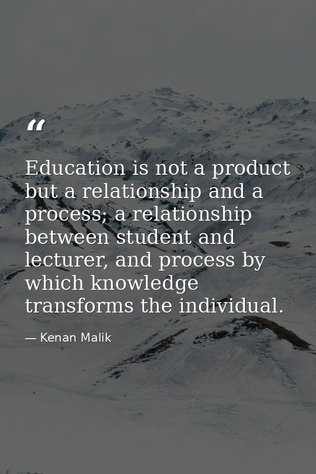 Education is not a product but a relationship and a process; a relationship between student and lecturer, and process by — Kenan Malik