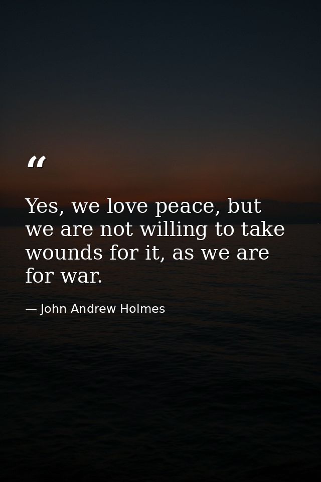 Yes, we love peace, but we are not willing to take wounds for it, as we are for war. — John Andrew Holmes