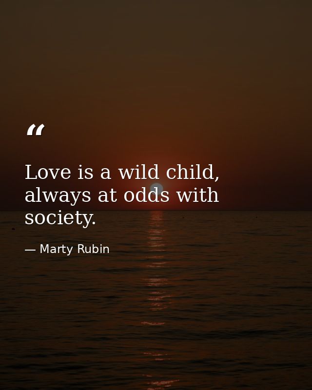 Love is a wild child, always at odds with society. — Marty Rubin