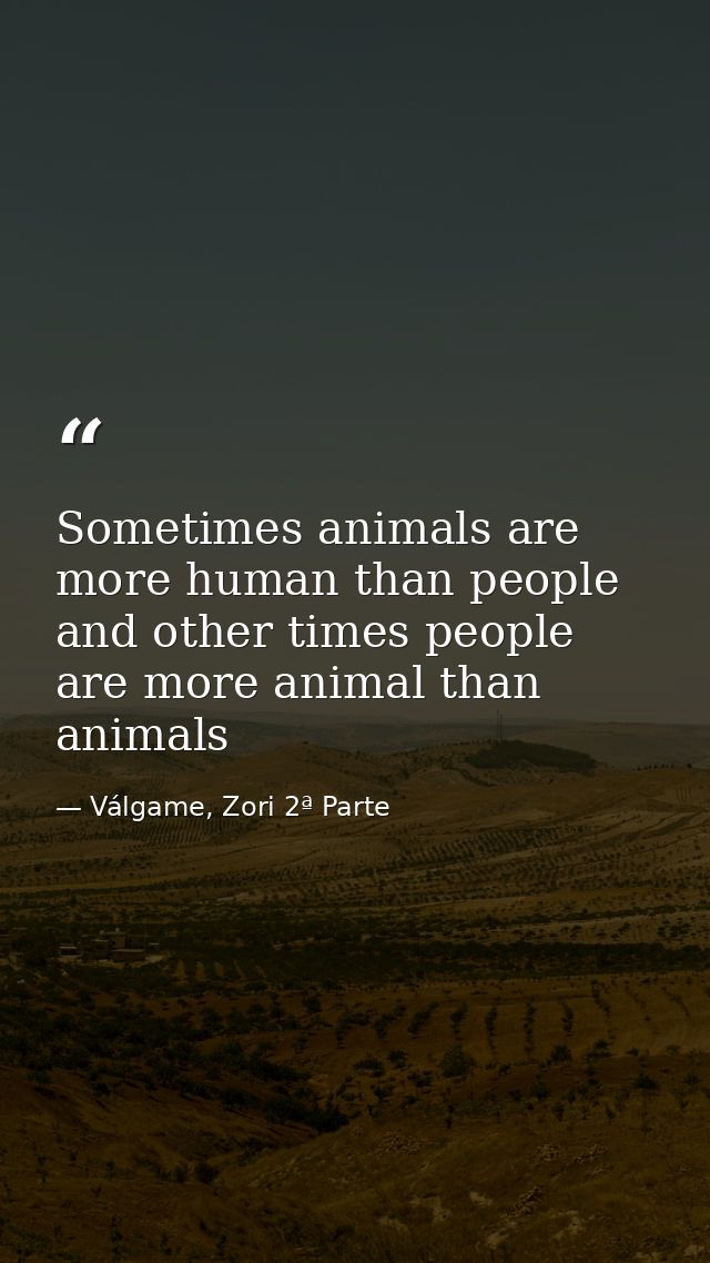 Sometimes animals are more human than people and other times people are more animal than animals — Válgame, Zori 2ª Parte