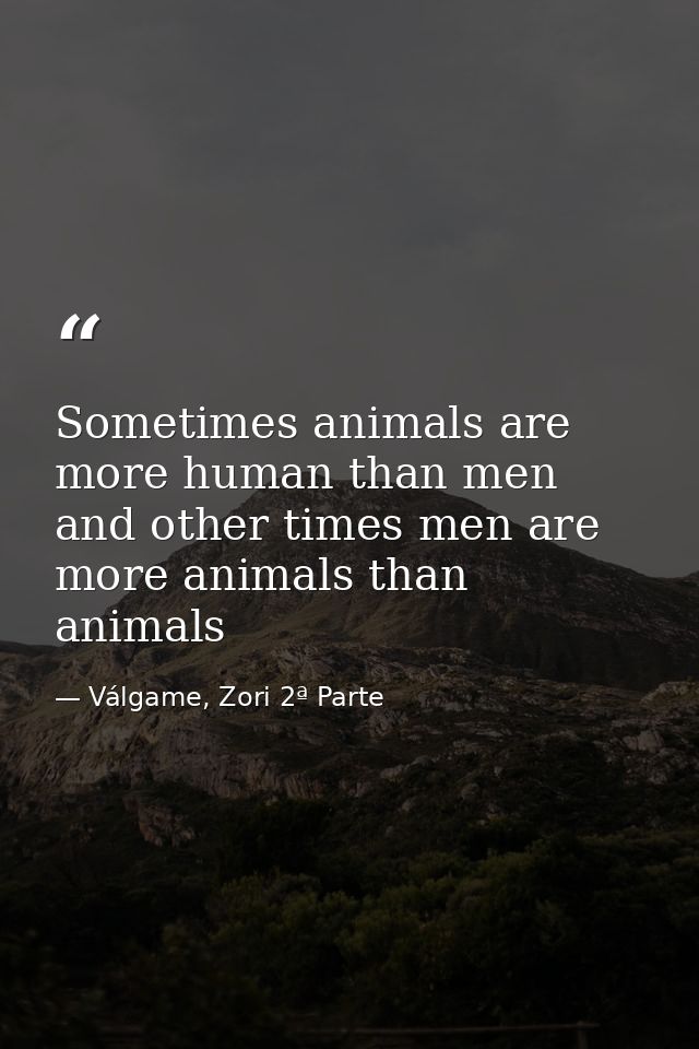 Sometimes animals are more human than men and other times men are more animals than animals — Válgame, Zori 2ª Parte