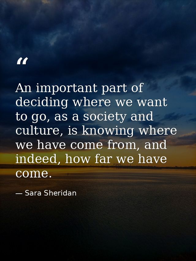An important part of deciding where we want to go, as a society and culture, is knowing where we have come from, and ind — Sara Sheridan