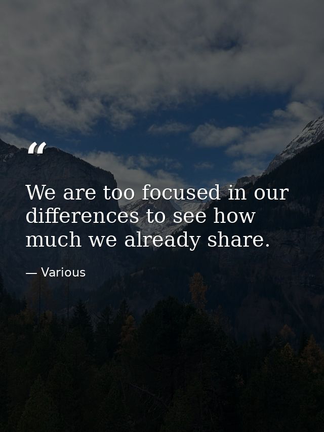We are too focused in our differences to see how much we already share. — Various