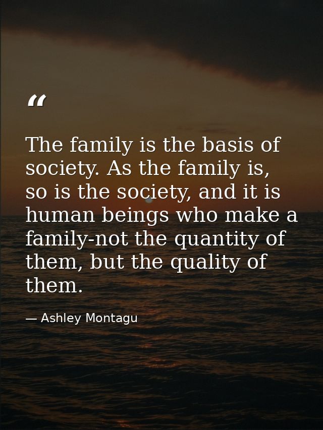 The family is the basis of society. As the family is, so is the society, and it is human beings who make a family-not th — Ashley Montagu