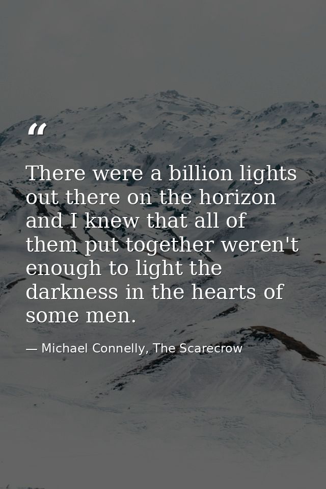 There were a billion lights out there on the horizon and I knew that all of them put together weren't enough to light th — Michael Connelly, The Scarecrow