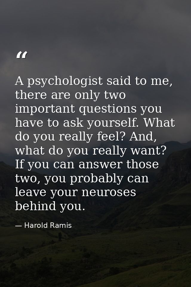 A psychologist said to me, there are only two important questions you have to ask yourself. What do you really feel? And — Harold Ramis