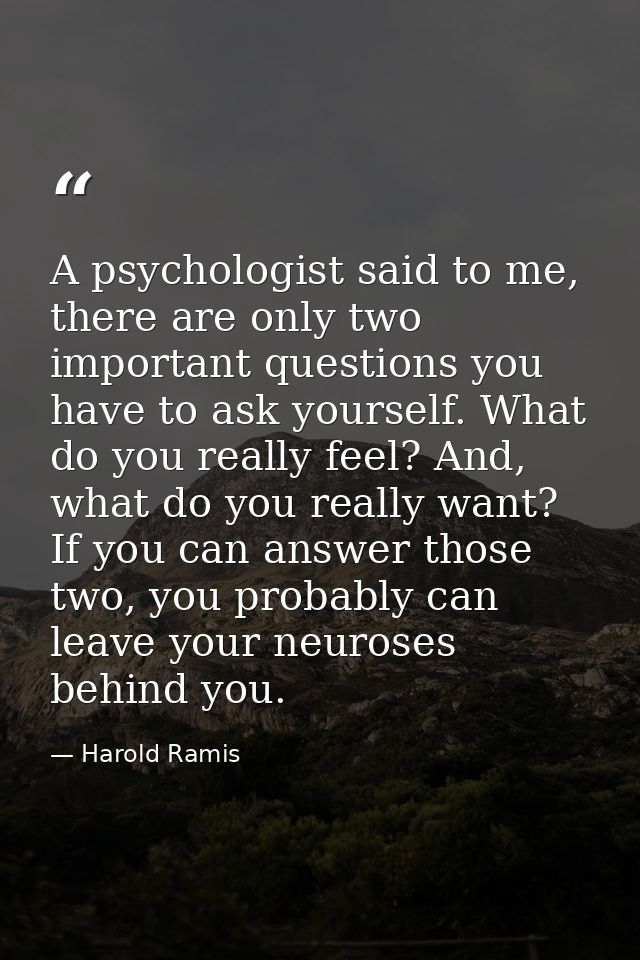 A psychologist said to me, there are only two important questions you have to ask yourself. What do you really feel? And — Harold Ramis