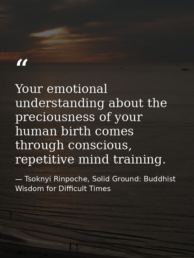Your emotional understanding about the preciousness of your human birth comes through conscious, repetitive mind trainin — Tsoknyi Rinpoche, Solid Ground: Buddhist Wisdom for Difficult Times