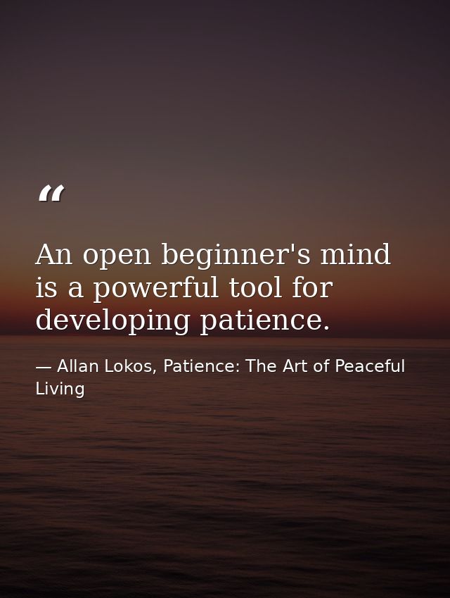 An open beginner's mind is a powerful tool for developing patience. — Allan Lokos, Patience: The Art of Peaceful Living