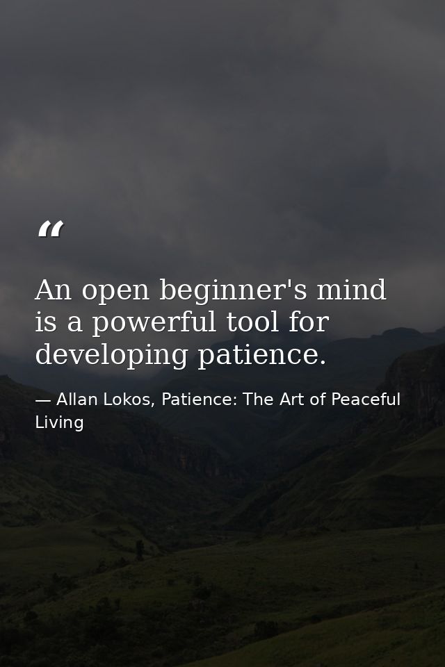 An open beginner's mind is a powerful tool for developing patience. — Allan Lokos, Patience: The Art of Peaceful Living