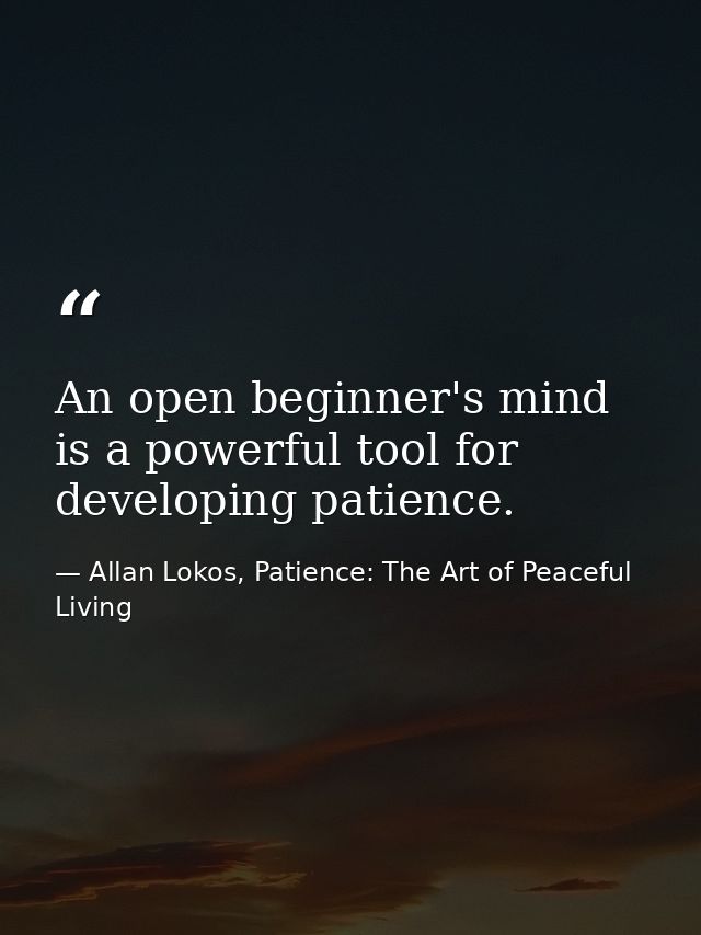 An open beginner's mind is a powerful tool for developing patience. — Allan Lokos, Patience: The Art of Peaceful Living