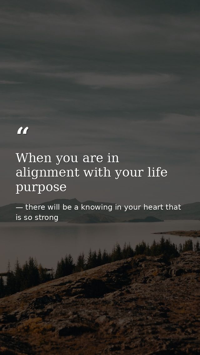When you are in alignment with your life purpose — there will be a knowing in your heart that is so strong