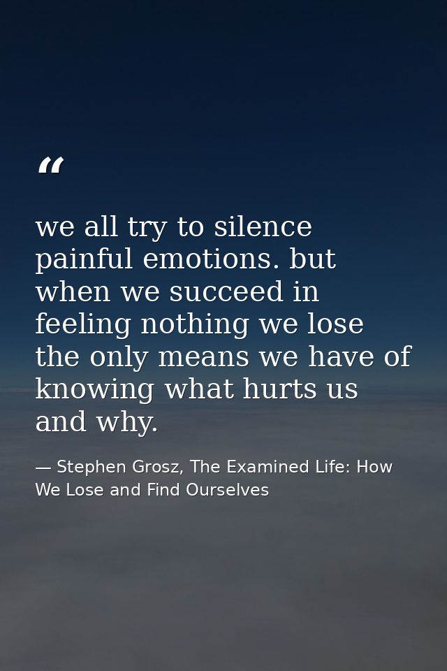 we all try to silence painful emotions. but when we succeed in feeling nothing we lose the only means we have of knowing — Stephen Grosz, The Examined Life: How We Lose and Find Ourselves