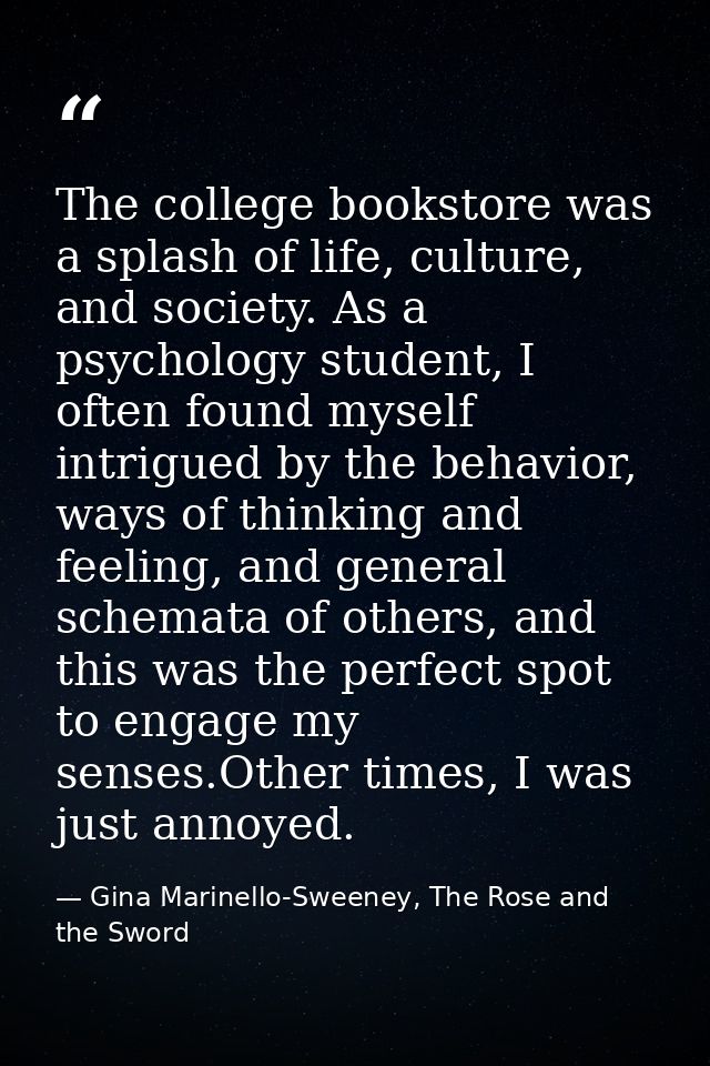 The college bookstore was a splash of life, culture, and society. As a psychology student, I often found myself intrigue — Gina Marinello-Sweeney, The Rose and the Sword