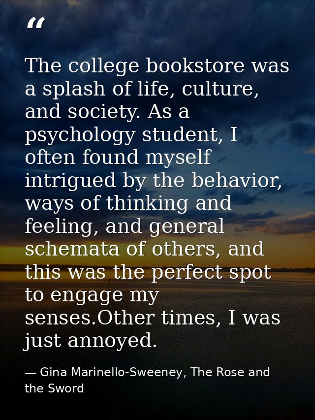 The college bookstore was a splash of life, culture, and society. As a psychology student, I often found myself intrigue — Gina Marinello-Sweeney, The Rose and the Sword