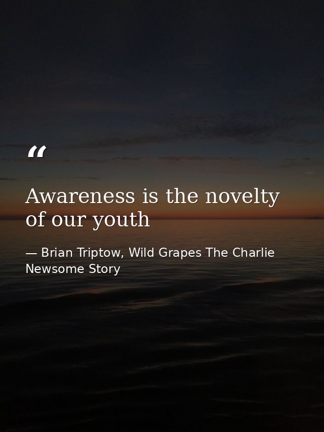 Awareness is the novelty of our youth — Brian Triptow, Wild Grapes The Charlie Newsome Story