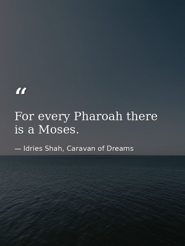 For every Pharoah there is a Moses. — Idries Shah, Caravan of Dreams
