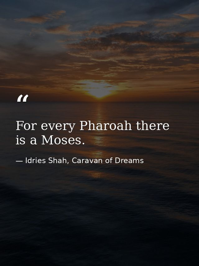 For every Pharoah there is a Moses. — Idries Shah, Caravan of Dreams